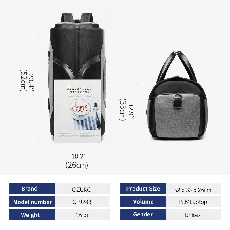 OZUKO ElitePro Multi-Function Waterproof Travel Duffel