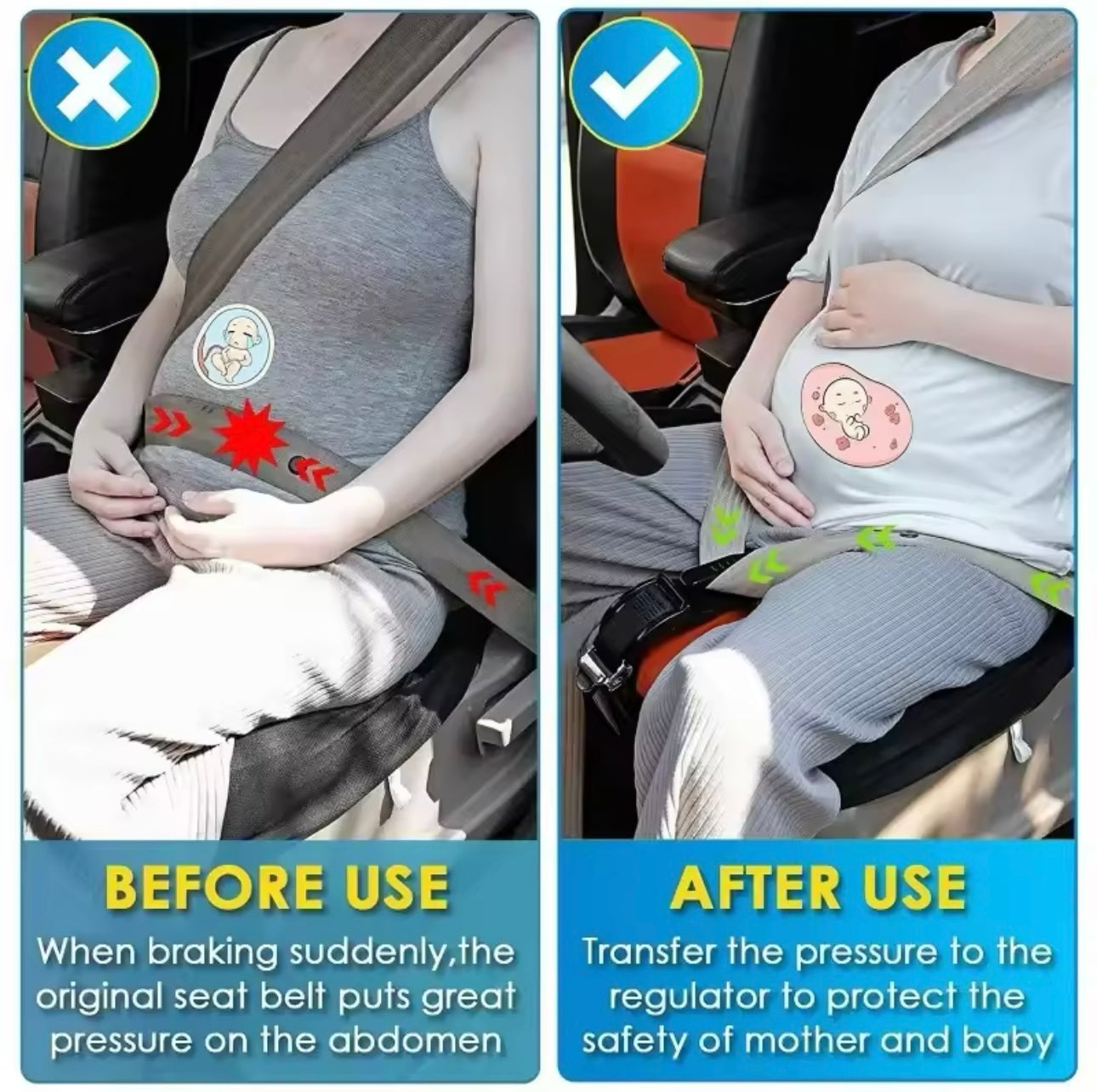 Car Seat Safety Belt for Pregnant Women – Maternity Belly Protector & Extender Kit