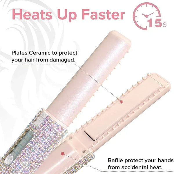 Diamond Design Wireless 2-in-1 Hair Straightener and Curler for Travel™