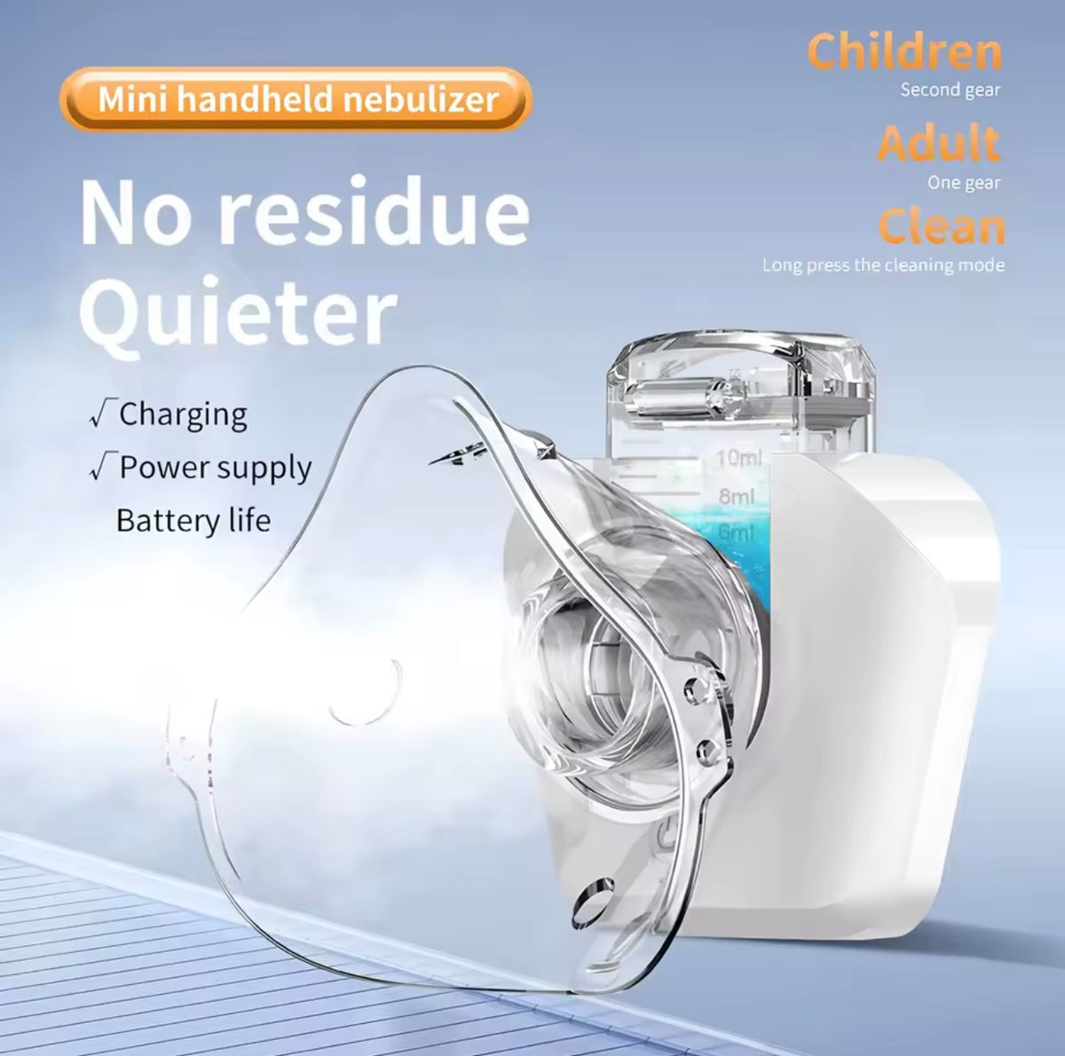 Rechargeable Portable Mesh Nebulizer – Ultra-Quiet Handheld Asthma Inhaler for Children & Adults