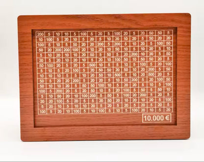 GoalMaster Euro Money Box – Wooden Piggy Bank with Saving Targets