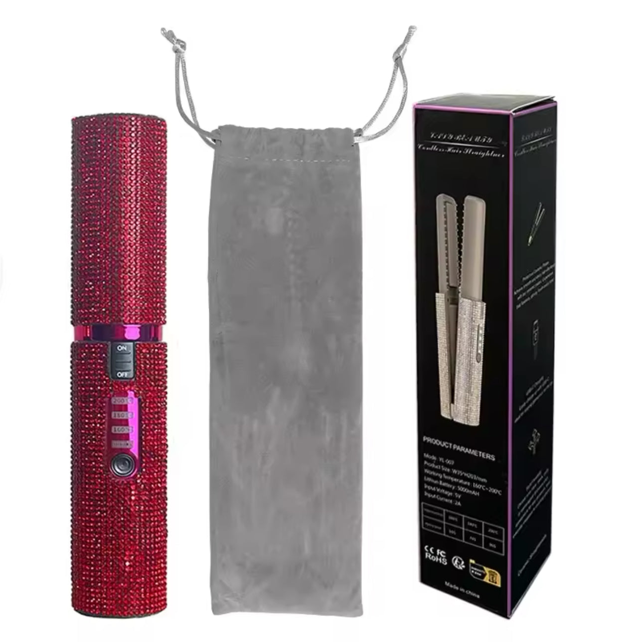 Diamond Design Wireless 2-in-1 Hair Straightener and Curler for Travel™