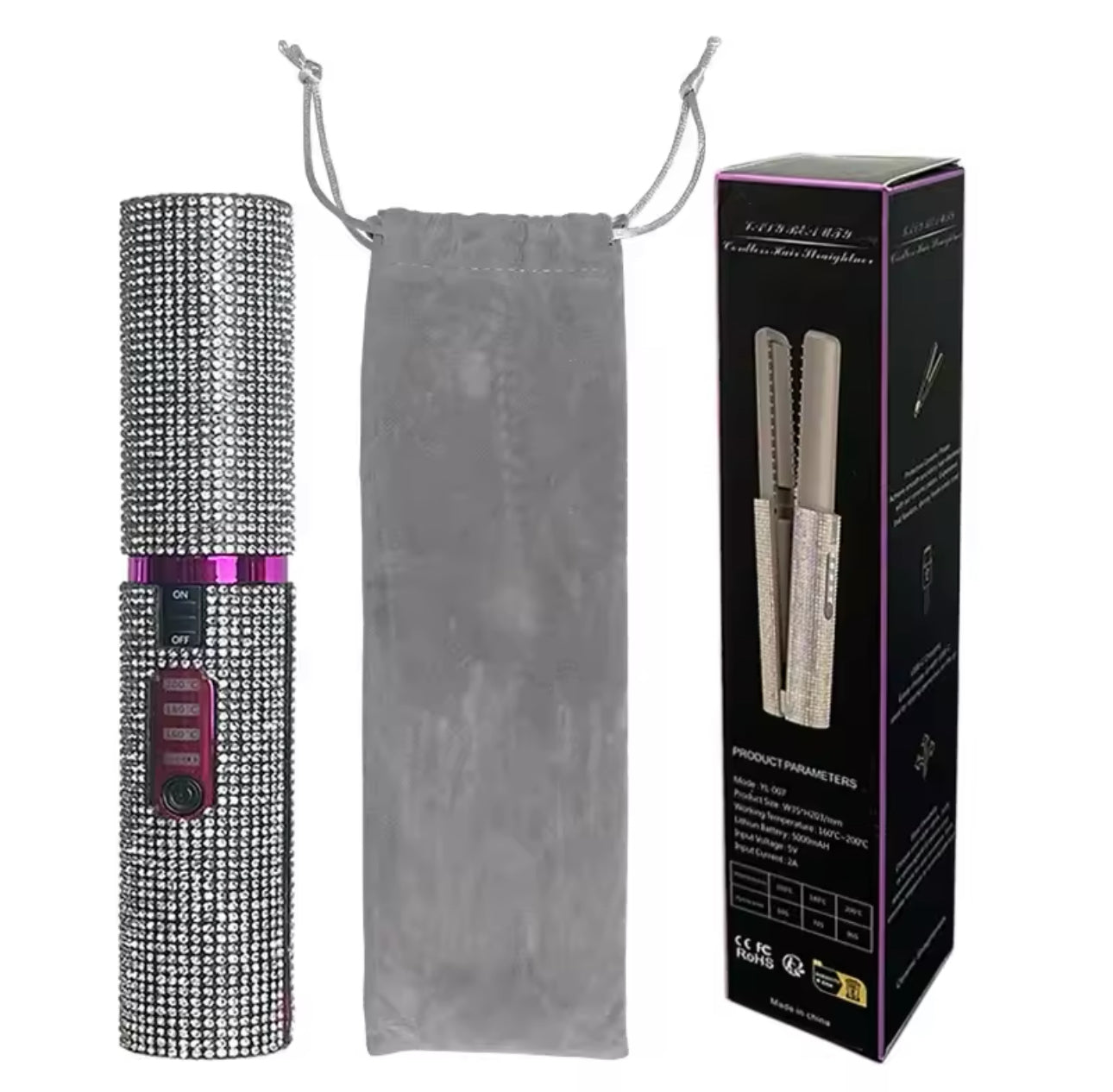 Diamond Design Wireless 2-in-1 Hair Straightener and Curler for Travel™