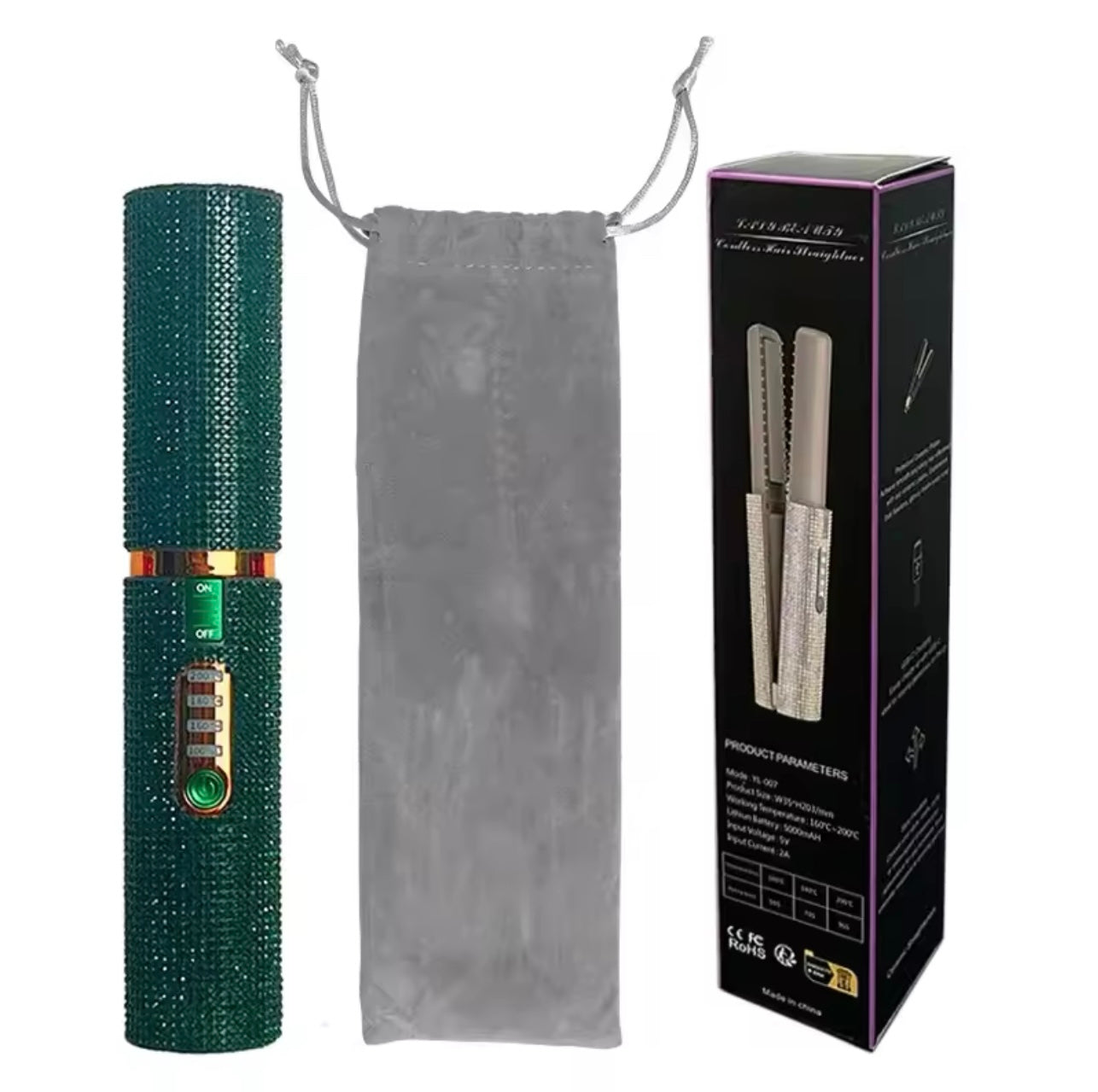 Diamond Design Wireless 2-in-1 Hair Straightener and Curler for Travel™