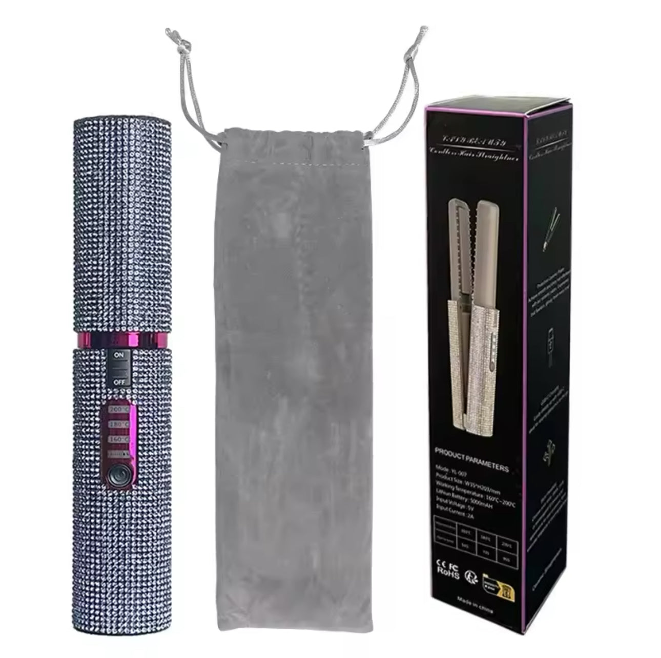 Diamond Design Wireless 2-in-1 Hair Straightener and Curler for Travel™