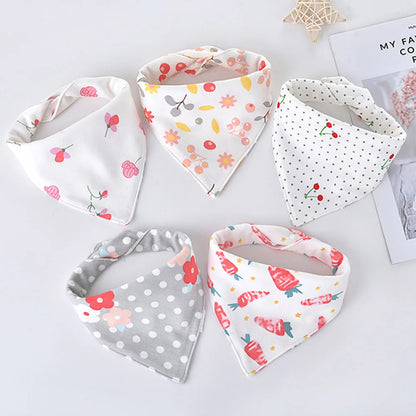 "CuteTots Cotton Baby Bibs – 5-Pack Cartoon Bandana Bibs for Boys & Girls"
