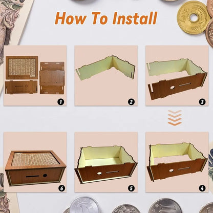 GoalMaster Euro Money Box – Wooden Piggy Bank with Saving Targets