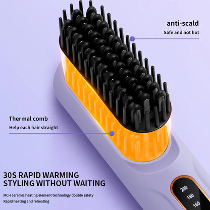 FlashStraight USB Rechargeable Straightening Brush with Negative Ion Technology