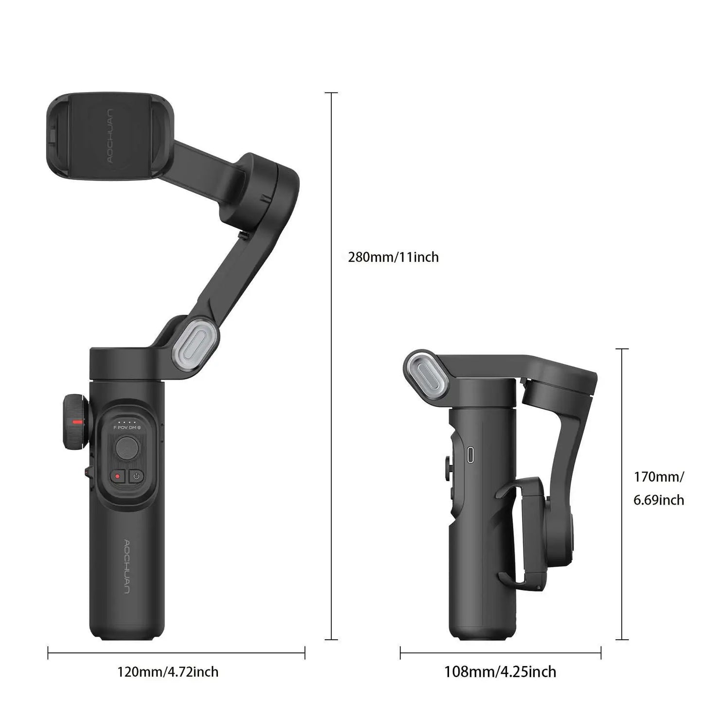 AOCHUAN SmartPro 3-Axis Gimbal Stabilizer with Fill Light & Face Tracking