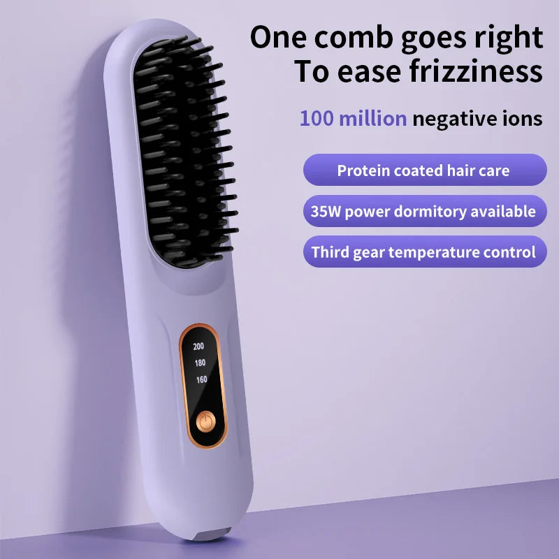 FlashStraight USB Rechargeable Straightening Brush with Negative Ion Technology