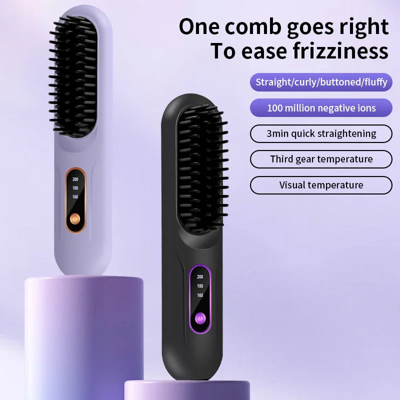 FlashStraight USB Rechargeable Straightening Brush with Negative Ion Technology