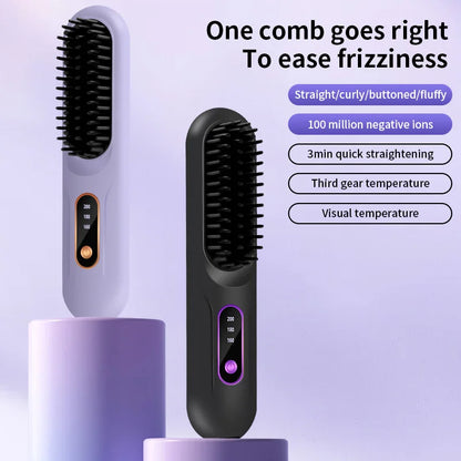 FlashStraight USB Rechargeable Straightening Brush with Negative Ion Technology